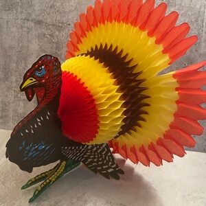 Vintage Thanksgiving Decoration Honeycomb Die-Cut Turkey Japan Table 13”